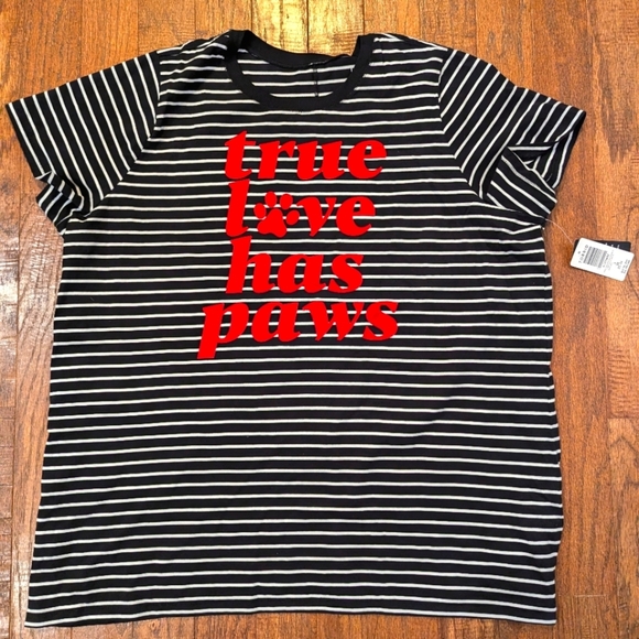 Torrid True Love has Paws Cotton Crew Neck Tee black & white stripes Sz 3x - Picture 4 of 12